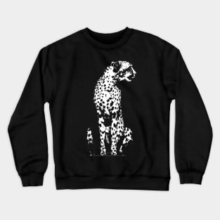 Cheetah Cat Vintage Style Black and White Animal Design Crewneck Sweatshirt